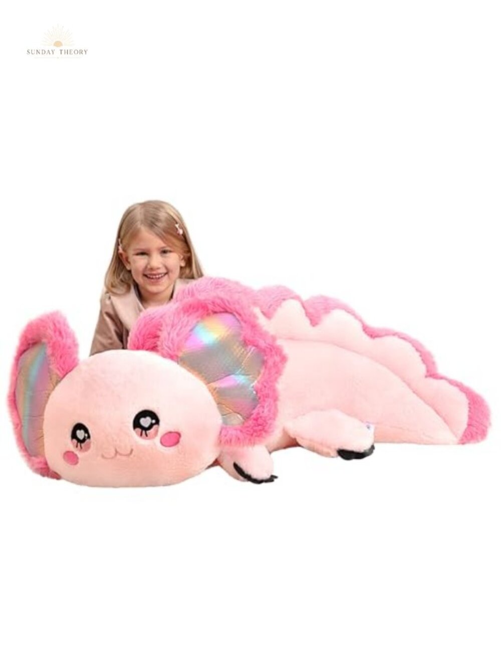Giant 31.5" Axolotl Stuffed Animal Plush, Super Soft, Zipper-Free, Cuddly Toy,